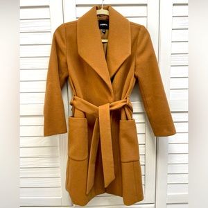 EXPRESS BELTED SHAWL COAT XXS - Caramel color